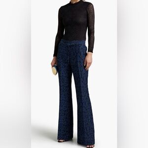 Rachel Zoe Lorette Snake Print Jacquard Flared Pants Navy Women’s Size 2